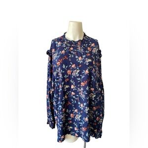 BloomChic Plus Size Top Blue Floral Dolman Long Sleeve Women’s Size 22-24